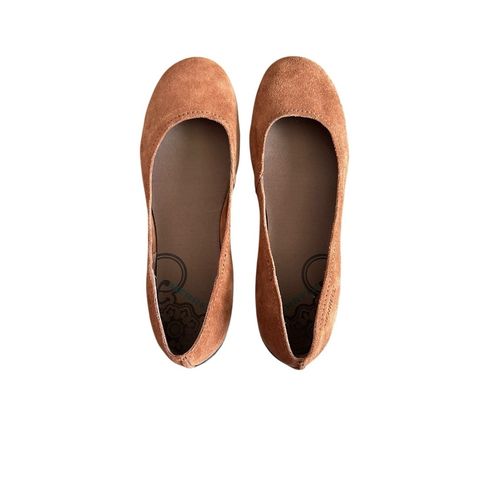 Merrell Shoe‎ Womens 10 Tan Leather Avesso Oak Slip On Shoe Oak Ballet Flat - Picture 6 of 11
